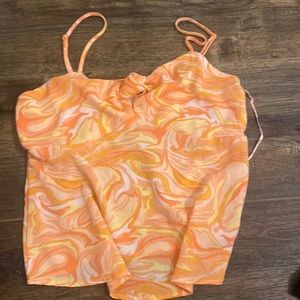 $10 pink rose (target brand) flowy tank top, small, colors: coral and yellow